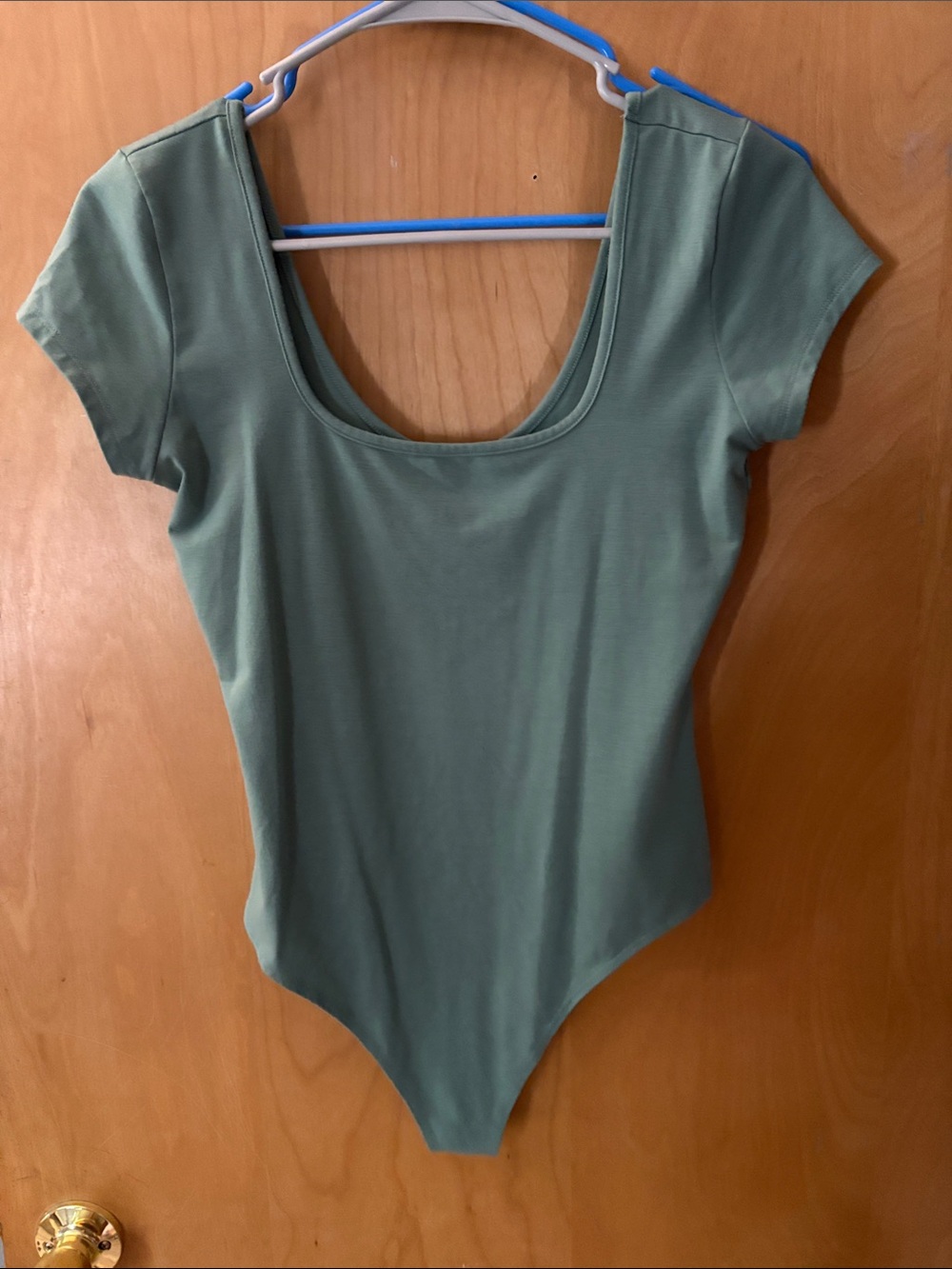 American Eagle Outfitters Scoop Neck Short Sleeve Bodysuit - Sage